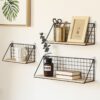 Wooden&Iron Wall Shelf Organizer Holder Kitchen Supplies Hanging Storage Cabinet Organizer for Home/ Bathroom/ Household Items