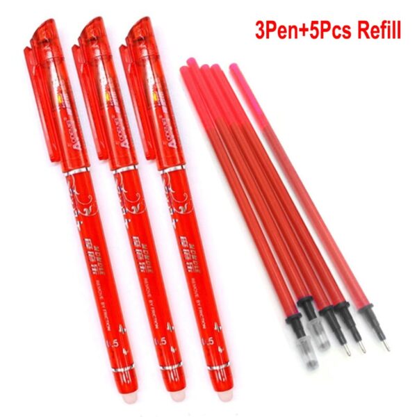 4+20Pcs/Set Erasable Gel Pen 0.5mm Erasable Pen Refill Rod Blue Black Ink Washable Handle For School Stationery Office Writing