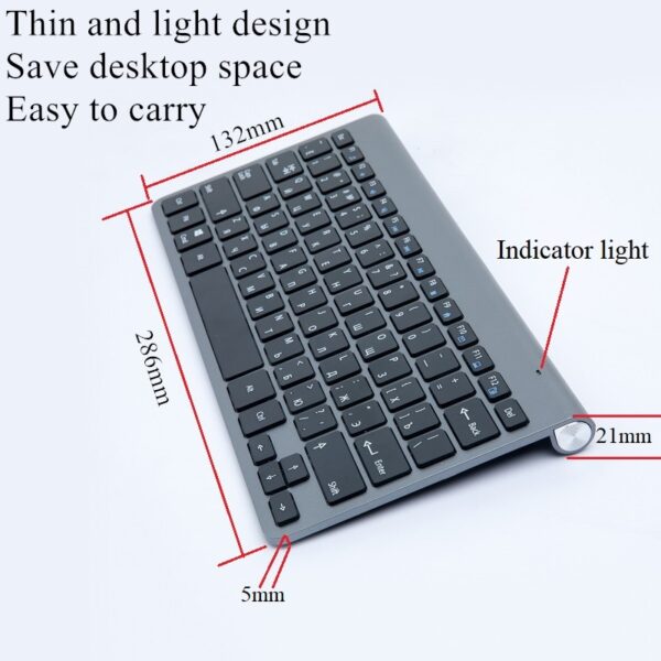 Russian/Spanish/English/Arabic 2.4G Wireless Keyboard and Mouse Combo Mini Multimedia Keyboard Mouse Set For Laptop PC TV Gray