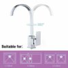 Hot&Cold Water Kitchen Sink Taps 360 Rotation Single Holder Faucets Swivel Square Mixer Taps Home Improvement Bathroom Accessory