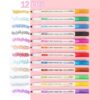 12 pcs/set Double-line Fantasy Chalk Marker Highlighter Color Drawing Marker Creative Painting Pen Office School Supplies