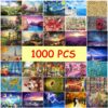 1000Pcs Jigsaw Puzzle 75*50cm with Storage Bag Wooden Paper Puzzles Educational Toys for Children Bedroom Decoration Stickers