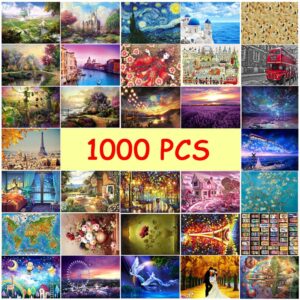 1000Pcs Jigsaw Puzzle 75*50cm with Storage Bag Wooden Paper Puzzles Educational Toys for Children Bedroom Decoration Stickers