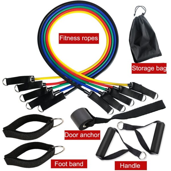 11pcs set Pull Rope Fitness Exercises Resistance Bands 5cTPR elastic Tubes rope Yoga Band indoor Body sports Training equipment