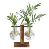 Terrarium Hydroponic Plant Vases Vintage Flower Pot Transparent Vase Wooden Frame Glass Tabletop Plants Home Bonsai Decor