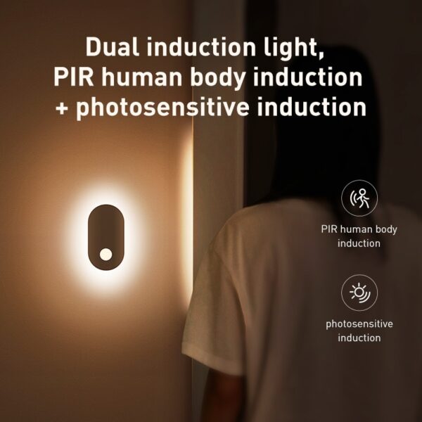 Baseus PIR Motion Sensor Night Light Human Induction Backlight Magnetic LED Light Rechargeable Bedside Lamp Wall Lamp For Home