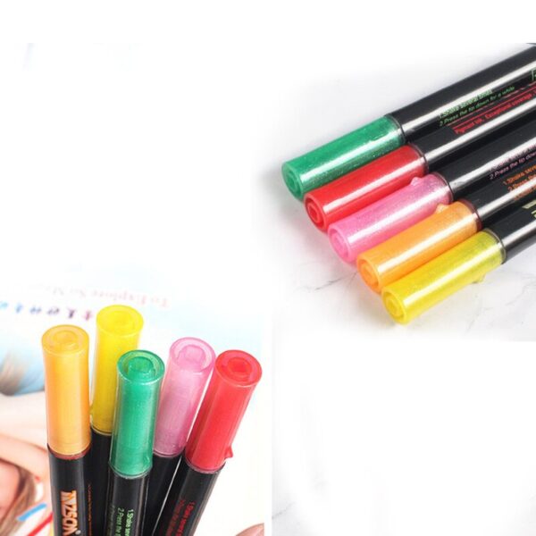 12 pcs/set Double-line Fantasy Chalk Marker Highlighter Color Drawing Marker Creative Painting Pen Office School Supplies