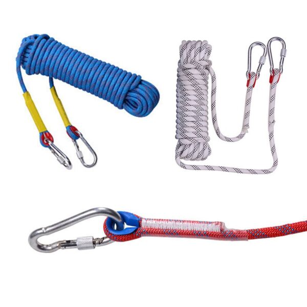 10m 20m 30m Outdoor Rock Climbing Rope Equipment Carabiner 10mm Diameter Emergency Paracord Rescue Safety Rope Hiking Accessory