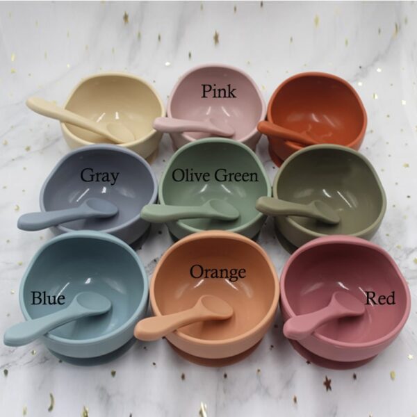 1set Silicone Baby Feeding Bowl Tableware Waterproof Spoon Non-Slip Crockery BPA Free Silicone Dishes for Baby Bowl Baby Plate