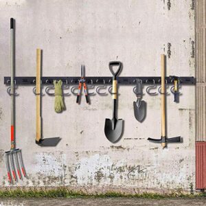 48 Inch Adjustable Tool Storage System 12 Hooks Wall Holder Garage Storage Garden Tool Organizer