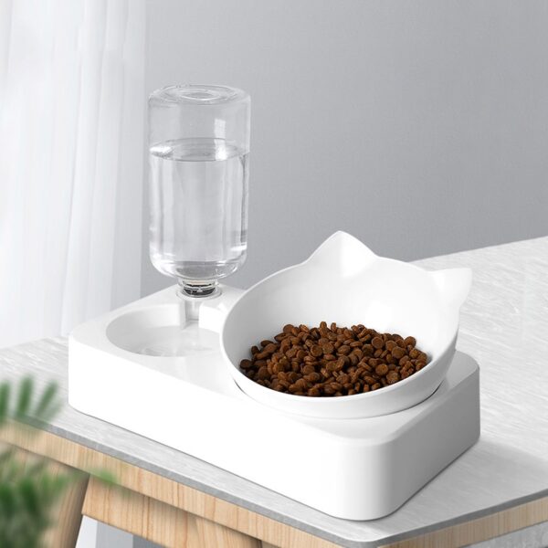 cat accessories products pet Double bowls plastic cat dog bowls Automatically add water Used to drink and eat bowls with stand