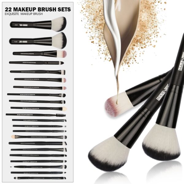 22pcs MAANGE Beauty Makeup Brushes Set Cosmetic Foundation Powder Blush Eye Shadow Lip Blend Make Up Brush Tool Kit