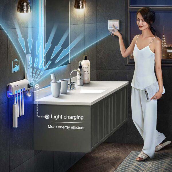 Solar Energy UV Toothbrush Holder Double Layer Sterilizer Automatic Toothpaste Dispenser Wall-mounted Bathroom Accessories