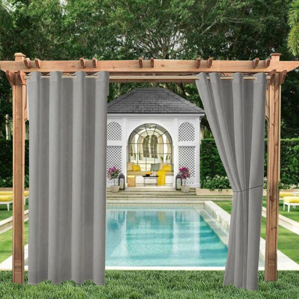 Outdoor Curtains for Patio Rustproof Grommet Top Waterproof Window Curtain Drapes for Porch,Pergola,Cabana,Gazebo,and Sun Room