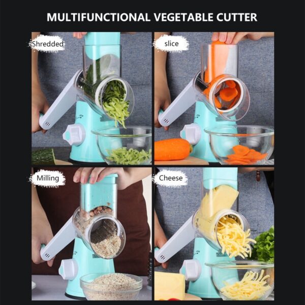 3 In 1 Manual Vegetable Cutter Slicer Multifunctional Round Mandoline Slicer Potato Cheese Kitchen Gadgets Kitchen Accessories
