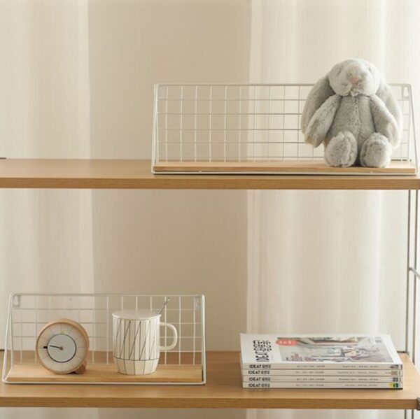 Wooden&Iron Wall Shelf Organizer Holder Kitchen Supplies Hanging Storage Cabinet Organizer for Home/ Bathroom/ Household Items