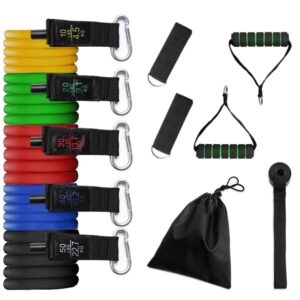11PCS Crossfit Resistance Bands Tube Set Stretch Training Rubber Expander Tubes Pilates Fitness Gum Elastic Pull Rope Equipment