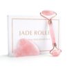 Rose Quartz Jade Roller Face Slimming Massager Face Lifting Natural Jade Stone Facial Massage Roller Skin Care Beauty Set Box