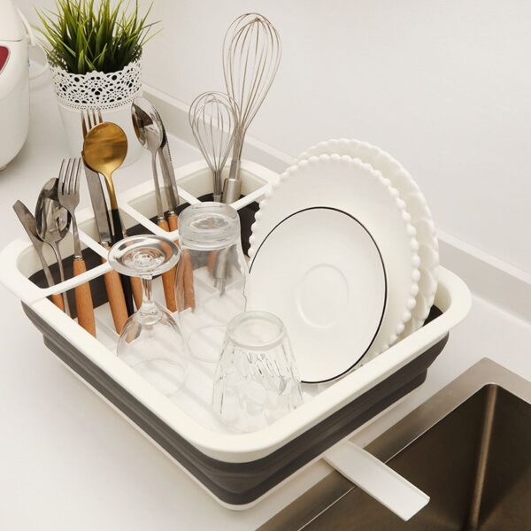 Foldable Dish Rack Kitchen Storage Holder Drainer Bowl Tableware Plate Portable Drying Rack Home Shelf Dinnerware Organizer