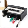 Retro Cassette Tape Pen Stand Storage Box Tape Cutter Desk Organizer Pen Case Holder Stationery Accessories Office Organization