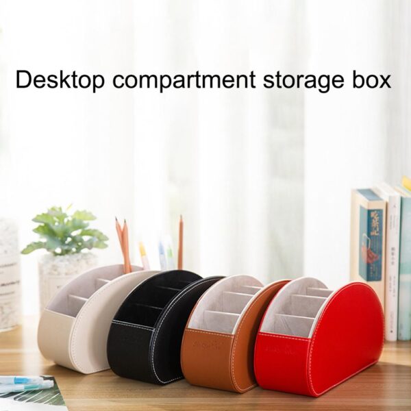 PU Leather Storage Box Multifunctional Desk Organizer Box Black Solid Color Simple Style Home Office Remote Control Storage