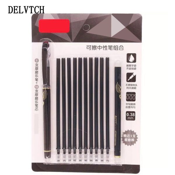 DELVTCH 0.5MM Erasable Suit Gel Pen Blue/Black Ink Magic Erasable Pen Refill and Pen Set For School Student Office Writing Tools