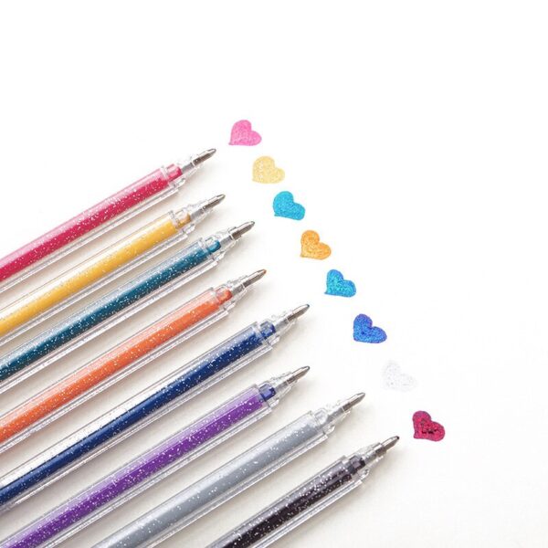 8 Colors Highlighter Pen Set Cute Glitter Color Gel Pen Painting Writing tool For Girl Kids Gifts DIY School Art Stationery