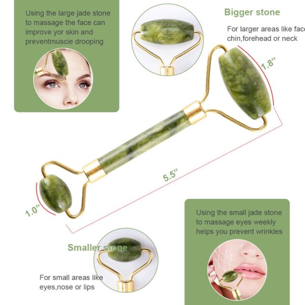 Jade Stone Facial Massage Roller For Face Neck Natural Massager Green Guasha Scraper Set Thin Lift Beauty Slimming Tools Roller