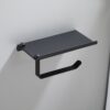 Wall Mounted Black Toilet Paper Holder Tissue Paper Holder Roll Holder With Phone Storage Shelf Bathroom Accessories