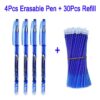 DELVTCH 0.5MM Erasable Suit Gel Pen Blue/Black Ink Magic Erasable Pen Refill and Pen Set For School Student Office Writing Tools