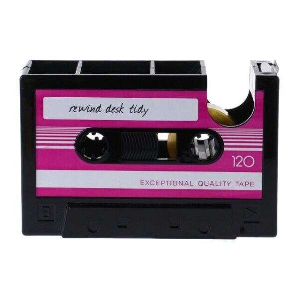 Retro Cassette Tape Pen Stand Storage Box Tape Cutter Desk Organizer Pen Case Holder Stationery Accessories Office Organization