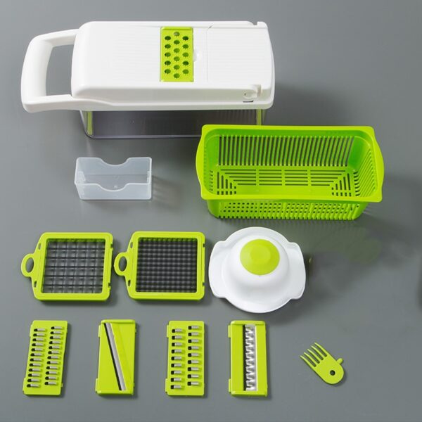 Vegetable Cutter 8 In 1 6 Dicing Blades Slicer Shredder Fruit Peeler Potato Cheese Drain Grater Chopper Kitchen Accessories Tool
