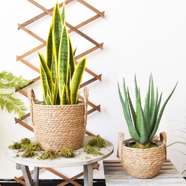 Nordic Handmade Straw Storage Basket Rattan Floor Indoor Flower Pot Planter Crafts Decoration Home Living Room Flower Basket