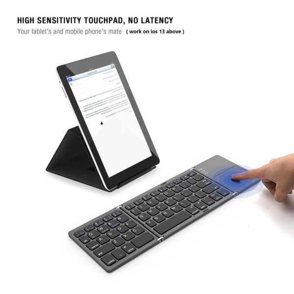 AVATTO Russian/Spanish/Arabic B033 Mini Folding keyboard, Wireless Bluetooth Keyboard with Touchpad for Windows, Android, IOS