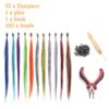 55pcs Multicolor Synthetic Hair Feathers For Hair Extensions DIY Micro Beads Hairpiece Kit Women Feathers Hair Extensions Tools