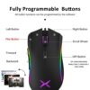 Delux M625 PMW3360 Sensor Gaming Mouse 12000DPI 7 Programmable Buttons RGB Backlight Wired Mice with Fire Key For FPS Gamer