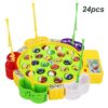Kids Fishing Toys Electric Rotating Fishing Play Game Musical Fish Plate Set Magnetic Outdoor Sports Toys for Children Gifts