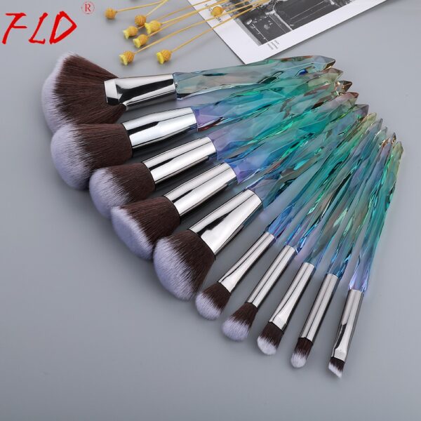 FLD 13/10/5pcs Crystal Makeup Brushes Set Powder Foundation Fan Brush Eye Shadow Eyebrow Professional Blush Makeup Brush Tools