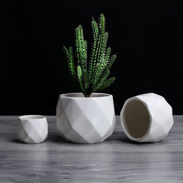 Creative Ceramic Diamond Geometric Flowerpot Simple Succulent Plant Container Green Planters Small Bonsai Pots Home Decoration
