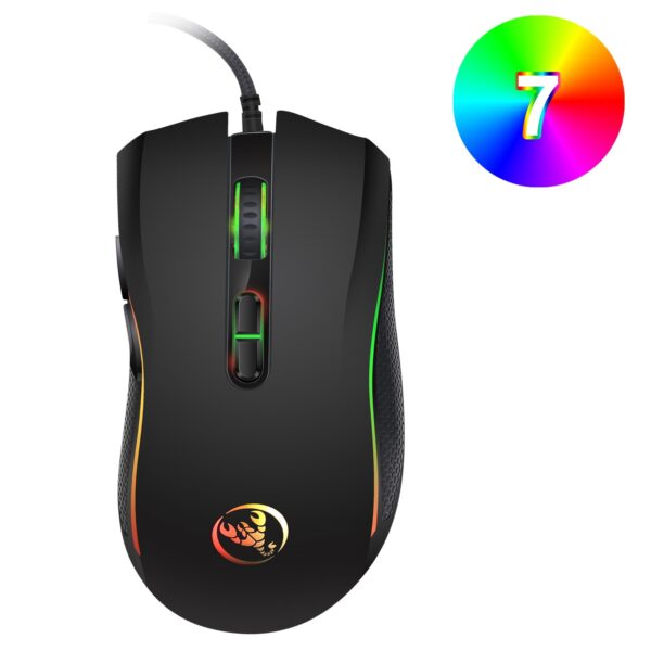 Hongsund brand High-end optical professional gaming mouse with 7 bright colors LED backlit and ergonomics design For LOL CS
