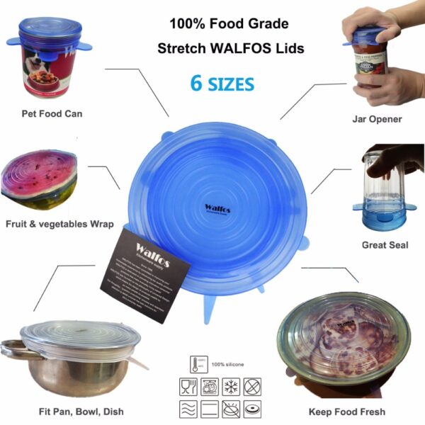 WALFOS Silicon Stretch Lids Universal Lid Silicone Food Wrap Bowl Pot Lid Silicone Cover Pan Cooking Kitchen Accessories