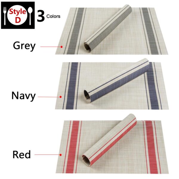 Topfinel Set of 4 PVC Washable Placemats for Dining Table Mat Non-slip Placemat Set in Kitchen Accessories Cup Coaster Wine Pad