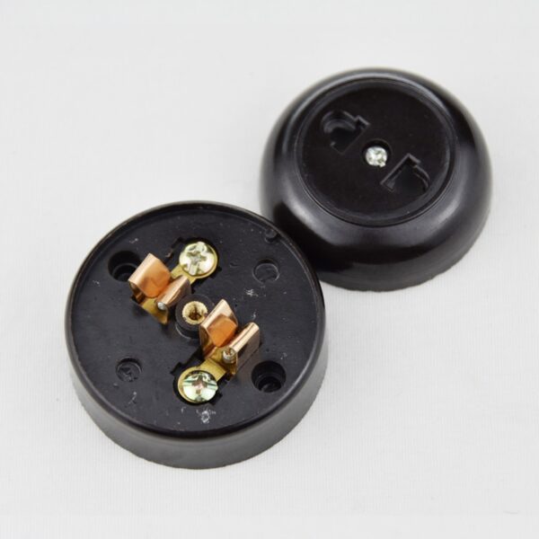 2pcs 1Socket 1Switch Home Improvement Circular Retro Toggle Switch Surface Install Wall Light Switch Socket Brown