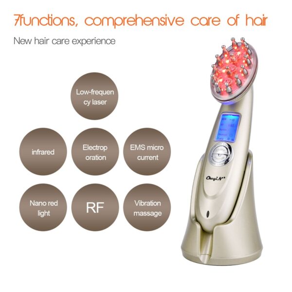 Electric Laser Hair Growth Comb Anti Hair Loss Treatment Infrared RF Nano Red Light EMS Vibration Scalp Massage Hair Brush 46