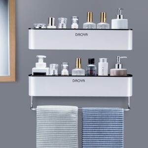 Bathroom Shelf Shower Caddy Organizer Wall Mount Shampoo Rack With Towel Bar No Drilling Kitchen Storage Bathroom Accessories