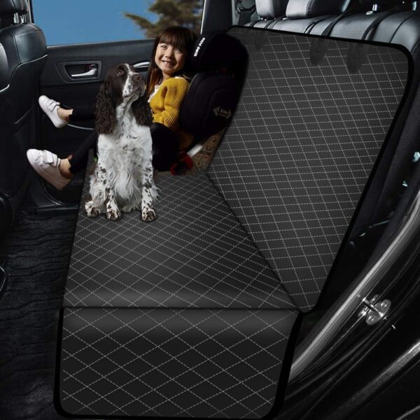DEKO Dog Car Seat Cover Rear Back Mat Mesh Waterproof Pet Carrier Hammock Cushion Protector With Zipper And Pocket For Travel