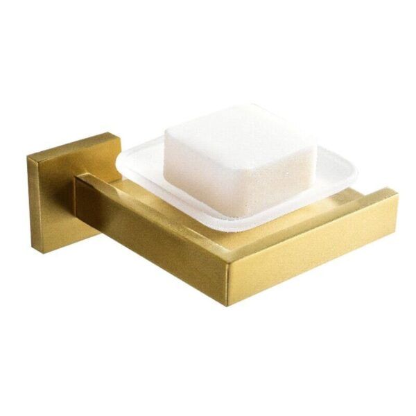 Modern Bathroom Hardware Set Brushed Gold Wall Mounted Stainless Steel Bathroom Accessory Set Square Bathroom Fixture