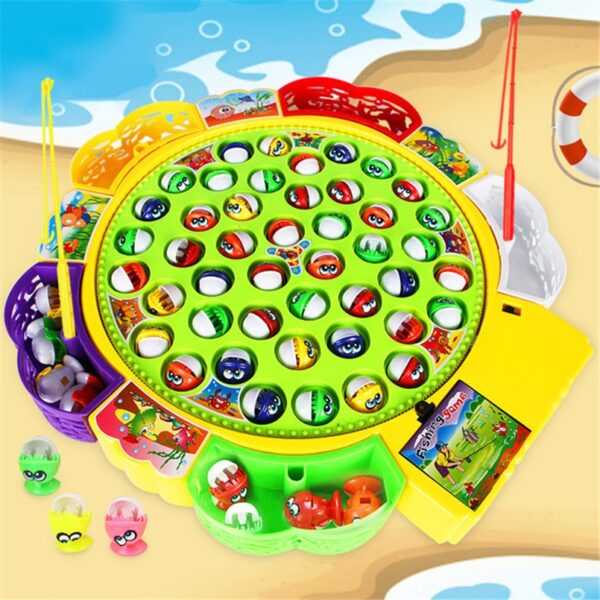 Electric Musical Rotating Fishing Toy Children Board Play Fish Game Magnetic Fish Outdoor Sports Educational Toys For Boys Girls