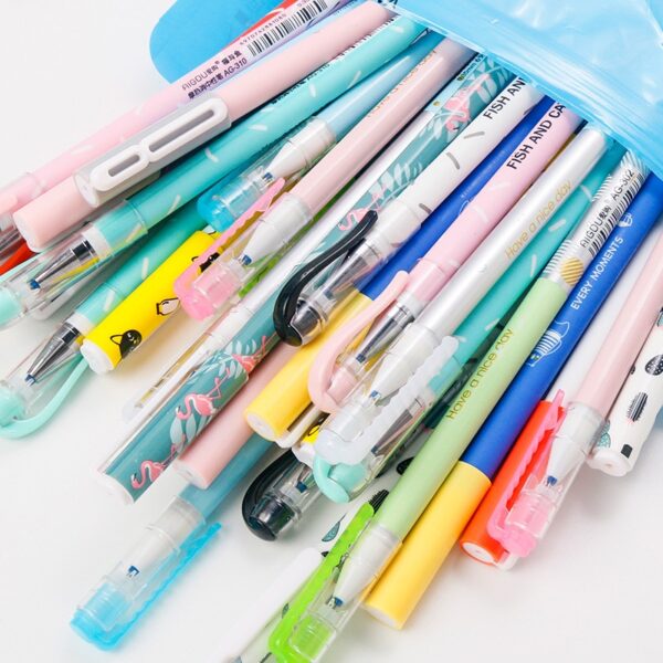 20/40/50/100Pcs/Set Cute Animal Erasable Gel Pens 0.5mm Black Blue Ink Gel Pen Set School&Office Writing Stationery supplies