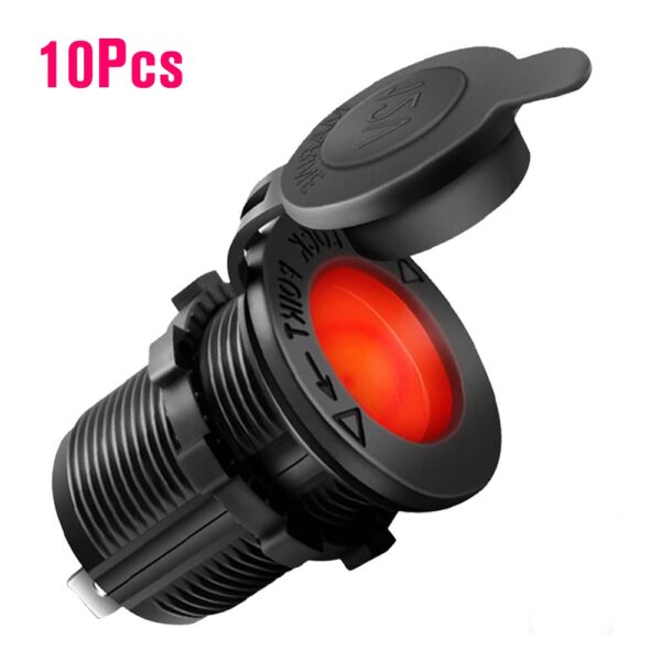 10pcs 12V Car Cigarette Lighter Socket Auto Boat Motorcycle Tractor Power Outlet Socket Receptacle Car Accessories Waterproof
